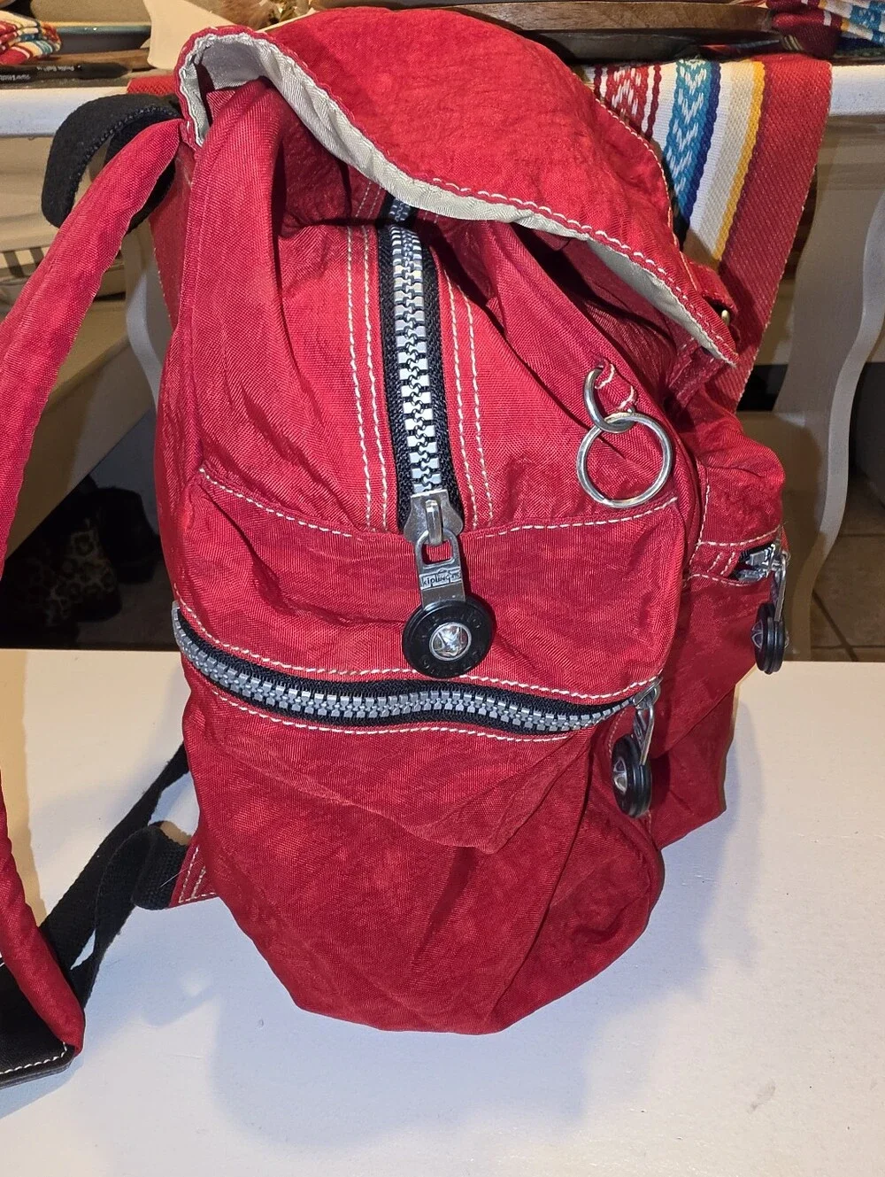 KIPLING Vintage Red Backpack, Very Good Pre-owned Condition!